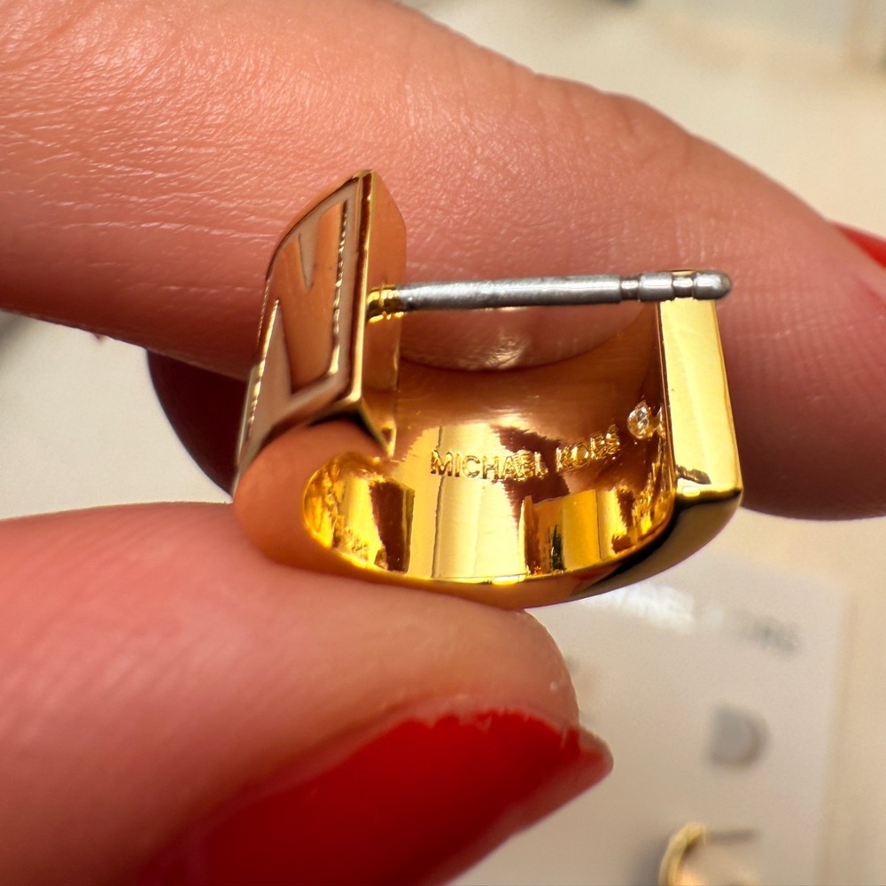 Gold Michael Kors Men's Hoop Earrings - Picture 13 of 16